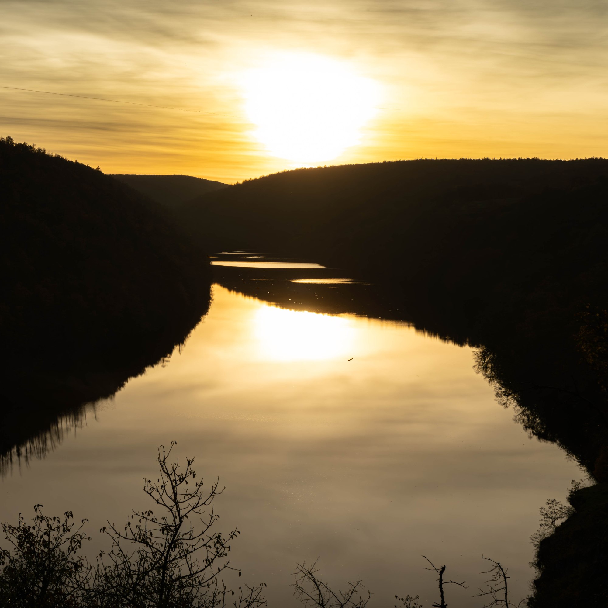 Západ slnka z vyhliadky pod Eliášovou kaplou.